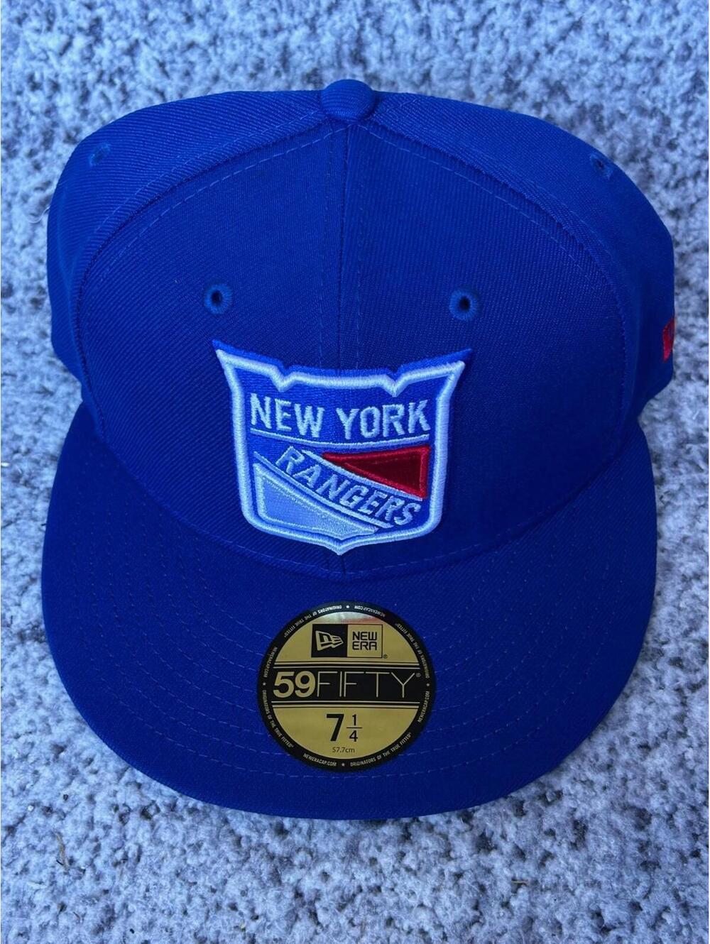 New York Rangers New Era 59FIFTY Fitted Hat 7 1/4 Blue Red NHL Hockey Cap NEW